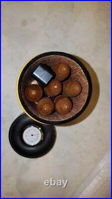 Leather Cedar Cigar Humidor Travel 5 Cigars Case Storage Umidifier Hygrometer