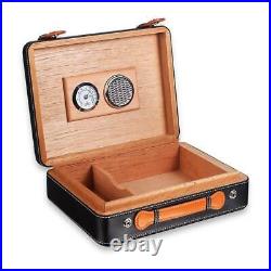 Leather Cedar Wood Travel Humidor Box Humidifier Hygrometer Sigaren Case Humidor