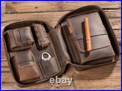 Leather Cigar Case Personalized Cigar Holder Travel Humidor Box Accessories