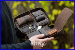 Leather Cigar Case Personalized Cigar Holder Travel Humidor Box Accessories