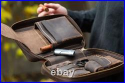 Leather Cigar Case Personalized Cigar Holder Travel Humidor Box Accessories