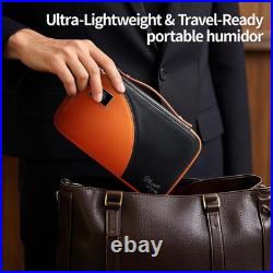Leather Cigar Case for 5 Cigars Orange Travel Humidor with 3 Pockets, Bold Har Leather Cigar Case for 5 Cigars Orange Travel Humidor with 3 Pockets, Bold Har