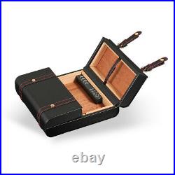 Leather Cigar Humidor Case Box Cedar Wood Stroage 15ct Holder With Humidifier