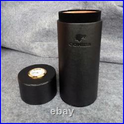 Leather Cigar Humidor Case Cedar Wood Lined Tube Travel Box Mini Humidifier New