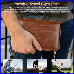Leather Grain Black Smooth Cigar Humidor with Cigar Lighter, Built-in Cutter
