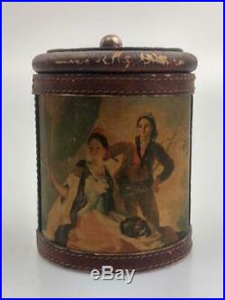 Leather Humidor Cigar Box Francisco de Goya Art 19th Century