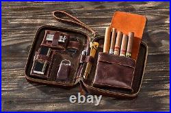 Leather cigar case for men travel cigar humidors cigar holder cigar case travel