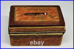 Limoges France Box Rochard Wooden Cigar Humidor & Cigar Tobacco Leaf Clasp