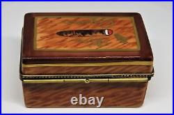 Limoges France Box Rochard Wooden Cigar Humidor & Cigar Tobacco Leaf Clasp Limoges France Box Rochard Wooden Cigar Humidor & Cigar Tobacco Leaf Clasp