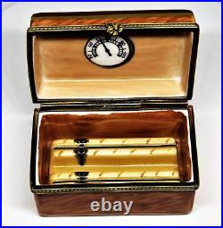 Limoges France Box Rochard Wooden Cigar Humidor & Cigar Tobacco Leaf Clasp