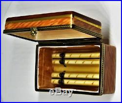 Limoges France Box Rochard Wooden Cigar Humidor & Cigar Tobacco Leaf Clasp