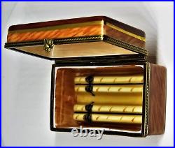 Limoges France Box Rochard Wooden Cigar Humidor & Cigar Tobacco Leaf Clasp