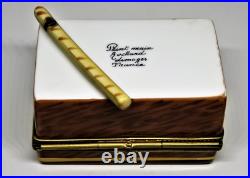 Limoges France Box- Rochard Wooden Cigar Humidor Trinket Box & Porcelain Cigar