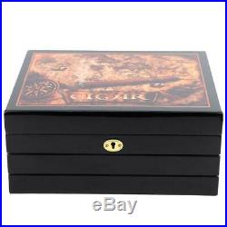 Lockable Wood Cigar Humidor Storage Box Desktop Cigar Case+Humidifier Hygrometer
