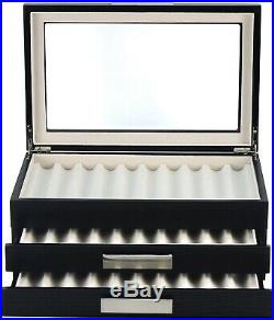 Look Humidor Design Wood Display Case Box Display XXXL Black for 60 Cigar