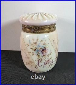 Lovely Antique Victorian Wavecrest Art Nouveau Cigars Humidor Glass Jar Box