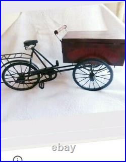 Lrg VINTAGE Tabletop Decor HUMIDOR UNIQUE Handmade CIGAR BOX BICYCLE TRICYCLE