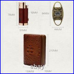 Lubinski Genuine Leather Cedar Wood Travel Cigar Cigarette Case Humidor Gift Box