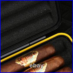 Lubinski Metal 5 Tubes Cigar Case Black Travel Humidor Case With Gift Box Portable