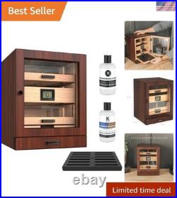 Luca Humidor Cabinet Stores 80-100, Cigar Humidor Box with Spanish Cedar, Gla