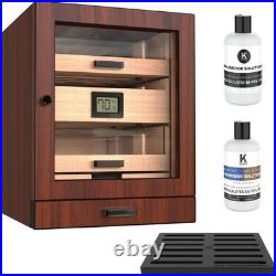 Luca Humidor Cabinet Stores 80-100, Cigar Humidor Box with Spanish Cedar, Gla