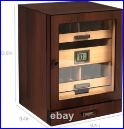 Luca Humidor Cabinet Stores 80-100, Cigar Humidor Box with Spanish Cedar, Gla