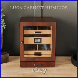 Luca Humidor Cabinet Stores 80-100, Cigar Humidor Box with Spanish Cedar, Gla