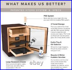 Luca Humidor Cabinet Stores 80-100, Cigar Humidor Box with Spanish Cedar, Gla