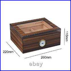 Luxury Cigar Case Portable Cedar Wood Travel Humidor Box for 50 Cigars