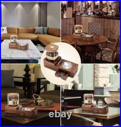 Luxury Cigar Humidor & Ashtray Set Wooden Tray Acrylic Humidor Jar Cutter Drawer