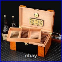 Luxury Cigar Humidor Cedar Wood Piano Finish Glossy Hygrometer cigars Box With Key