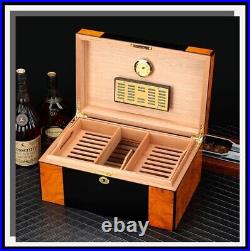 Luxury Cigar Humidor Cedar Wood Piano Finish Glossy Hygrometer cigars Box With Key