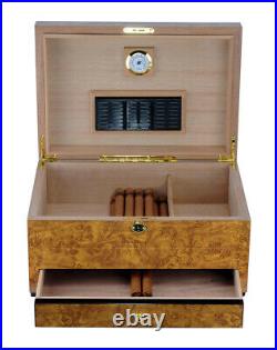 Luxury Cigar humidors World Map glossy Golden Oak Spanish cedar cigars box 18c