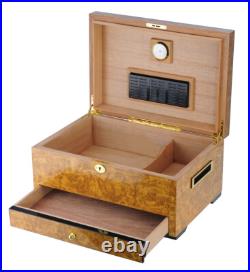 Luxury Cigar humidors World Map glossy Golden Oak Spanish cedar cigars box 18c
