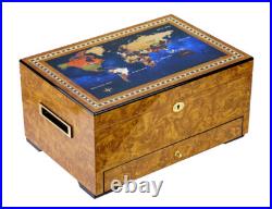 Luxury Cigar humidors World Map glossy Golden Oak Spanish cedar cigars box 18c