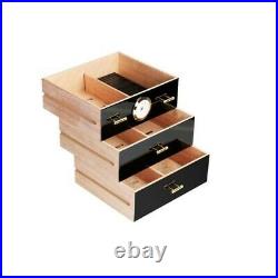 Luxury Humidor Box Cigar Case Piano Finish Humidifier Hygrometer Large Cabinet