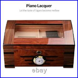 Luxury Large Humidor Box Cigar Case Glossy Piano Finish Humidifier Hygrometer