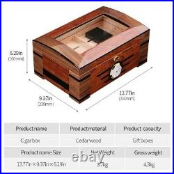 Luxury Large Humidor Box Cigar Case Glossy Piano Finish Humidifier Hygrometer