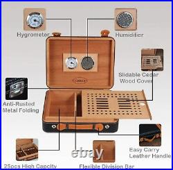 Luxury Leather Cigar Humidor Box Cigar Case Humidifier With Hygrometer