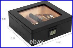 MAG Humidor Glass Top with Magnetic Seal Storage for 30 Cigars Matte Black Box