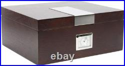 Mahogany Wooden Cigar Humidor with Golden Metal Holds up to 50 Cigars Best Man G