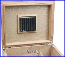 Mahogany Wooden Cigar Humidor with Golden Metal Holds up to 50 Cigars Best Man G
