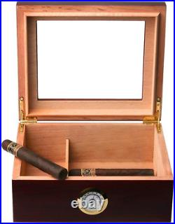 Mantello Cigar Humidor, Royal Glass-Top Humidor Cigar Box for 25-50 Cigars, with