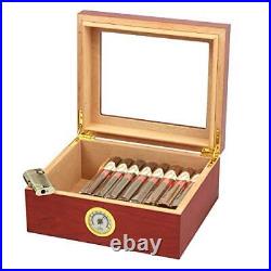 Mantello Royal Glass-Top Cigar Humidor Desktop Humidifier Storage Box for