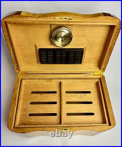 Maple, Walnut & Cedar Inlaid Humidor Portable Humidifier Cigar Box