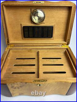 Maple, Walnut & Cedar Inlaid Humidor Portable Humidifier Cigar Box