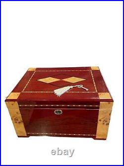 Marquetry Humidor Tobacco Cigar Box Wood Inlaid Made In France