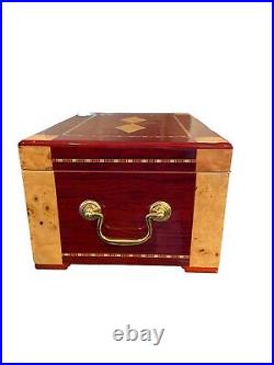 Marquetry Humidor Tobacco Cigar Box Wood Inlaid Made In France