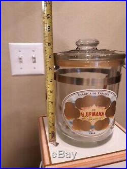 Mint in box H Upmann Glass Cigar Humidor Canister Office Jar Vintage Cameroon 25
