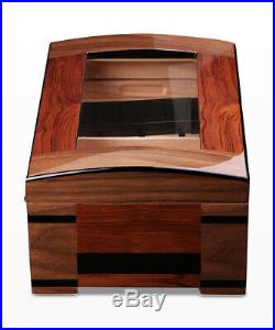 Modern Habanos Cedar Wood Cigar Box Storage Case with Curve Top